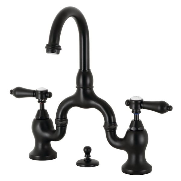 Kingston Brass Bridge Bathroom Faucet with Brass PopUp, Matte Black KS7990BAL - main